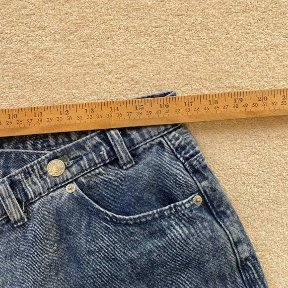 Blue Asphalt Crossover Waist Wide Leg Acid Wash Jeans Blue Denim Womens Large - Picture 6 of 7